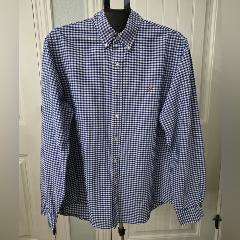 Ralph Lauren Blue and White Checkered Shirt